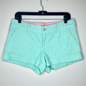 Lilly Pulitzer Mint Green Eyelet High Waist Shorts Size 6